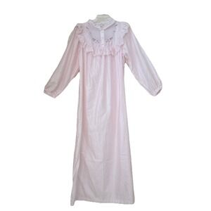 VTG NWT Barbizon Cuddleskin Long‎ Sleeve Pink Nightgown Sz S Cottagecore Prairie